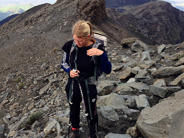 Hiker at Mount Meru