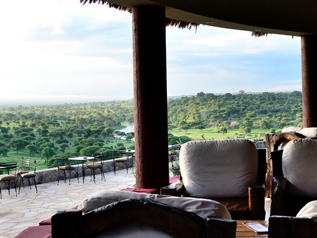 The view from the lounge at Tarangire Safari Lodge
